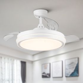 42 in. White Frame Retractable Ceiling Fan with Remote Control