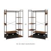 Organized Garment Rack with Storage; Free-Standing Closet System with Open Shelves and Hanging Rod(Rustic Brown; 43.7''w x 15.75''d x 70.08''h).