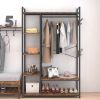 Organized Garment Rack with Storage; Free-Standing Closet System with Open Shelves and Hanging Rod(Rustic Brown; 43.7''w x 15.75''d x 70.08''h).