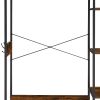 Organized Garment Rack with Storage; Free-Standing Closet System with Open Shelves and Hanging Rod(Rustic Brown; 43.7''w x 15.75''d x 70.08''h).