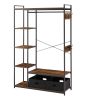 Organized Garment Rack with Storage; Free-Standing Closet System with Open Shelves and Hanging Rod(Rustic Brown; 43.7''w x 15.75''d x 70.08''h).