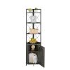 Corner Shelf 5-Tier with Storage; Corner cabinet Bookshelf Stand Storage Rack(Dark Grey)