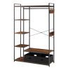 Organized Garment Rack with Storage; Free-Standing Closet System with Open Shelves and Hanging Rod(Rustic Brown; 43.7''w x 15.75''d x 70.08''h).