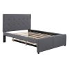 Linen Upholstered Platform Bed With Headboard and Trundle, Full