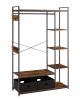 Organized Garment Rack with Storage; Free-Standing Closet System with Open Shelves and Hanging Rod(Rustic Brown; 43.7''w x 15.75''d x 70.08''h).