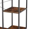 Organized Garment Rack with Storage; Free-Standing Closet System with Open Shelves and Hanging Rod(Rustic Brown; 43.7''w x 15.75''d x 70.08''h).